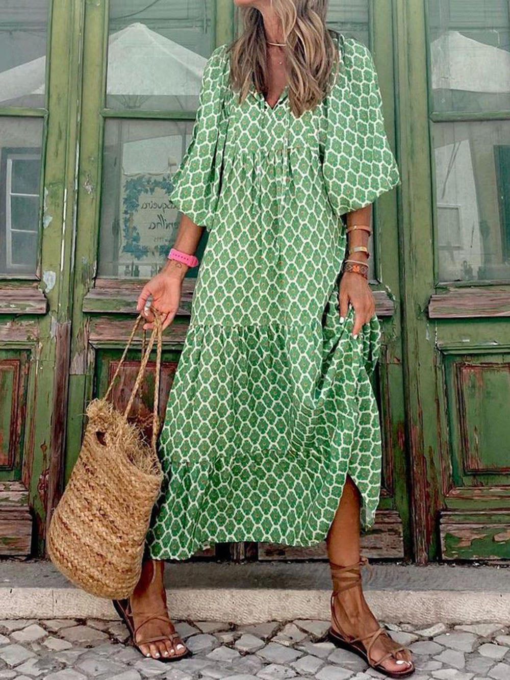 Boho-Chic Printed Maxi Dress