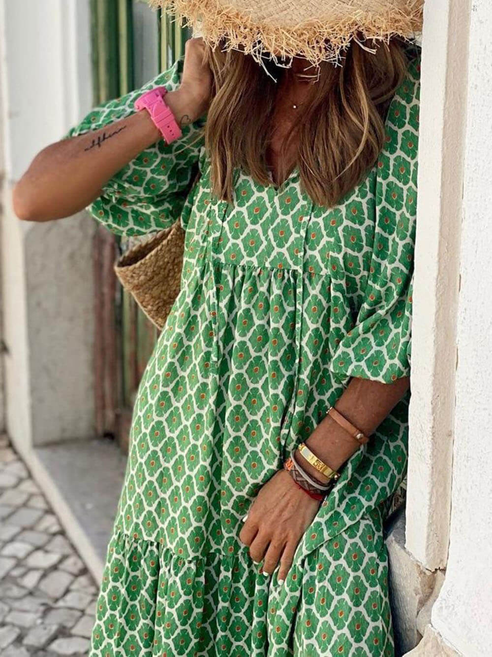 Boho-Chic Printed Maxi Dress