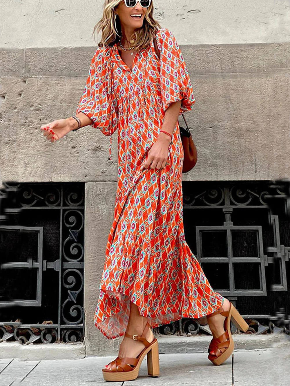 Boho-Chic Printed Maxi Dress