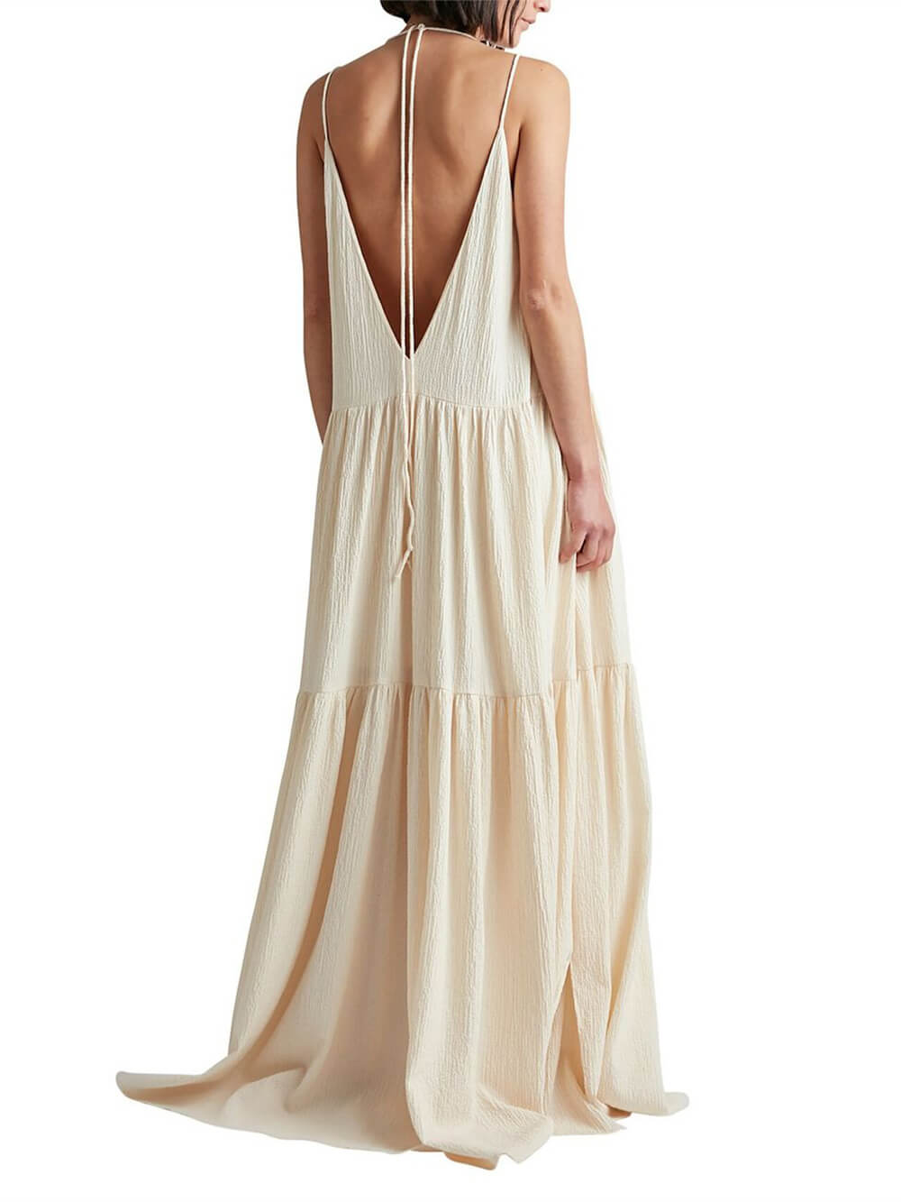 Effortless Summer Vacation Deep V-Neck Strappy Maxi Dress