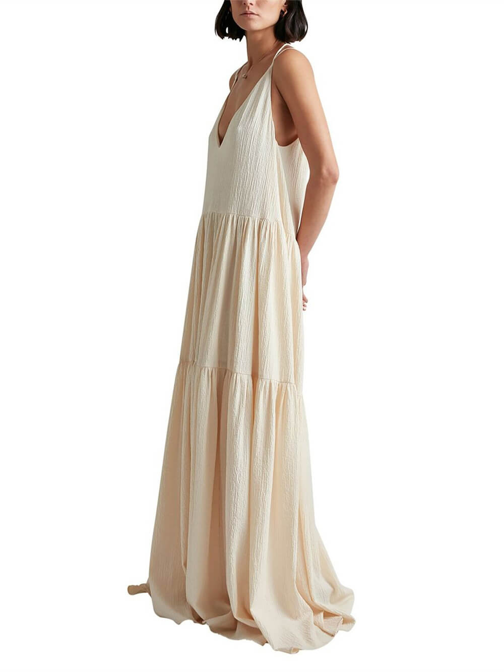 Effortless Summer Vacation Deep V-Neck Strappy Maxi Dress