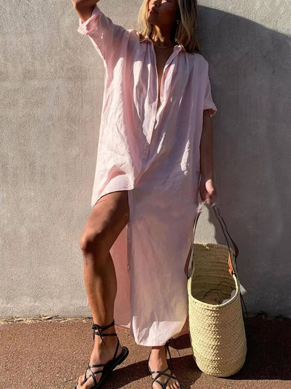 Concept Sleek Minimal Maxi Shirt Dress