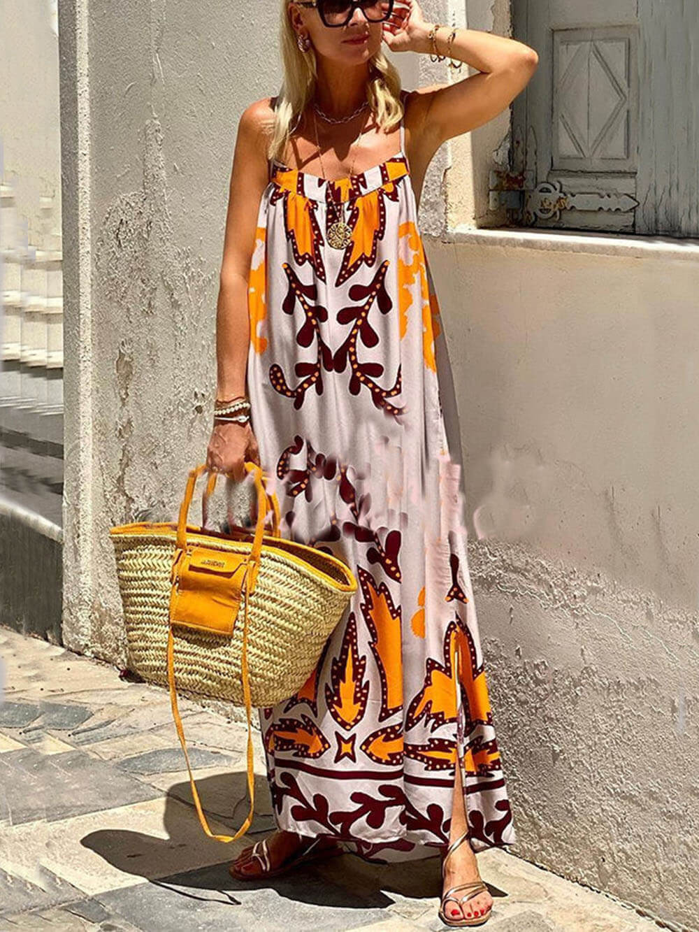 Boho-Chic Ethnic-Print Cami Maxi Dress - Relaxed Fit