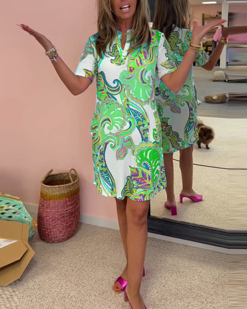 Aria Printed Shift Dress - Bold Pattern, Flattering Silhouette