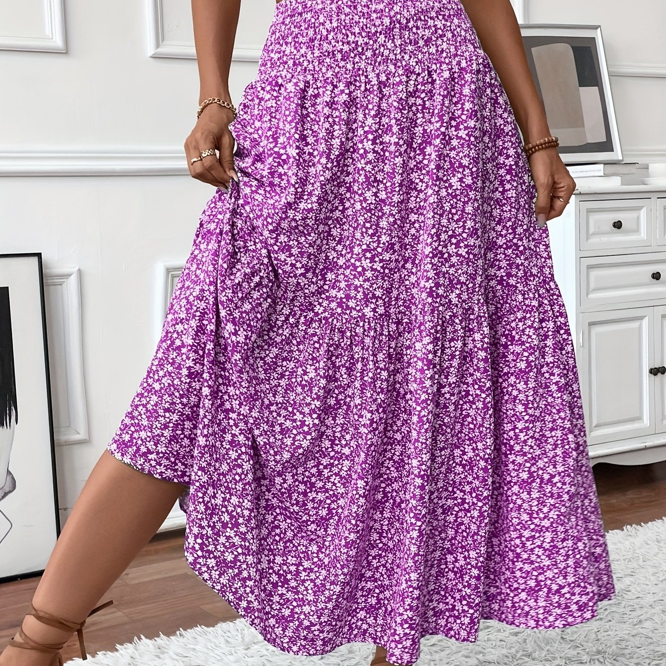 Elena Ditsy Floral Skirt - Lightweight, Playful Floral Print Midi