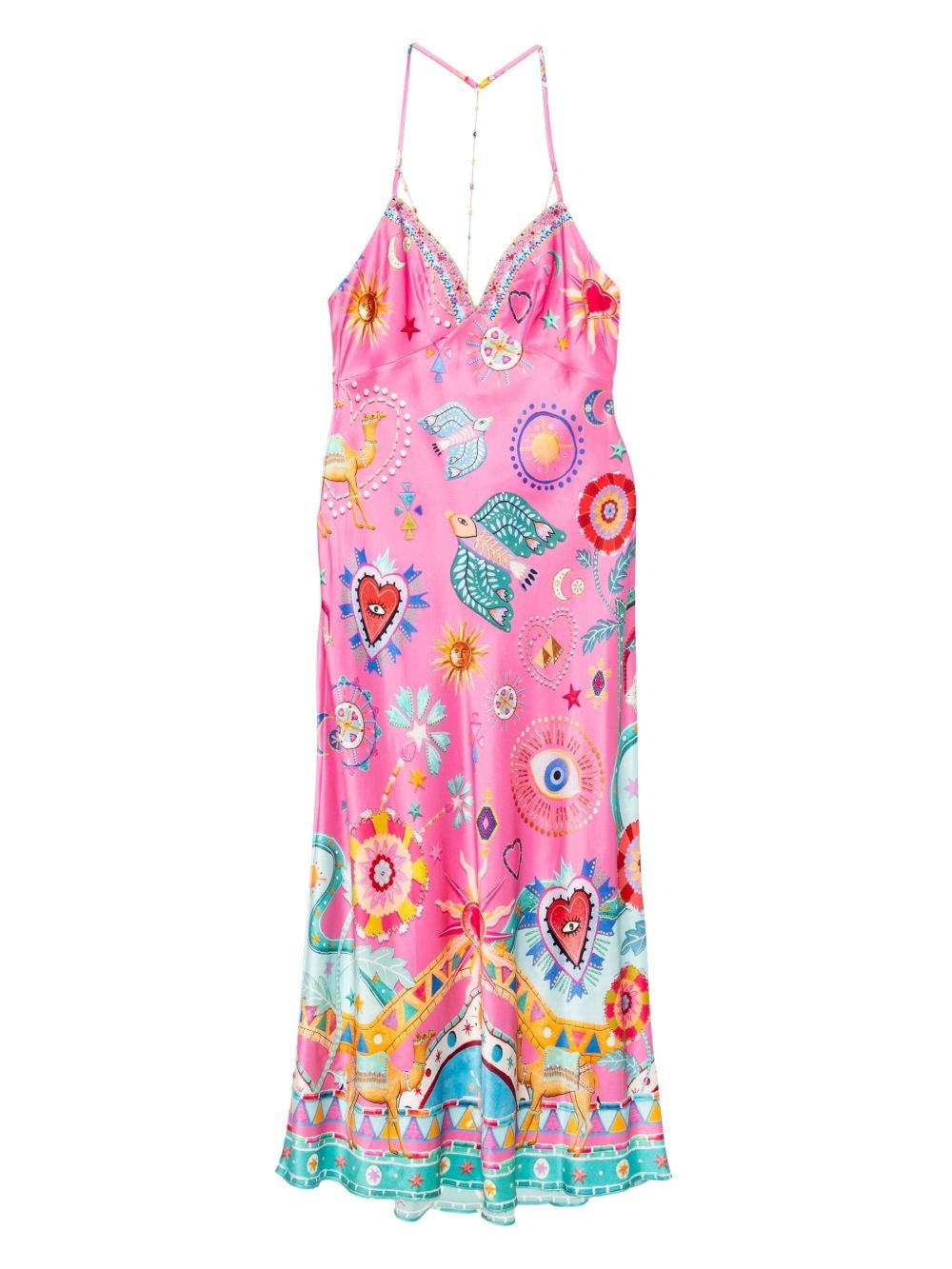 Chain-Detail Slip Midi Dress - Sleek, Effortless Glamour