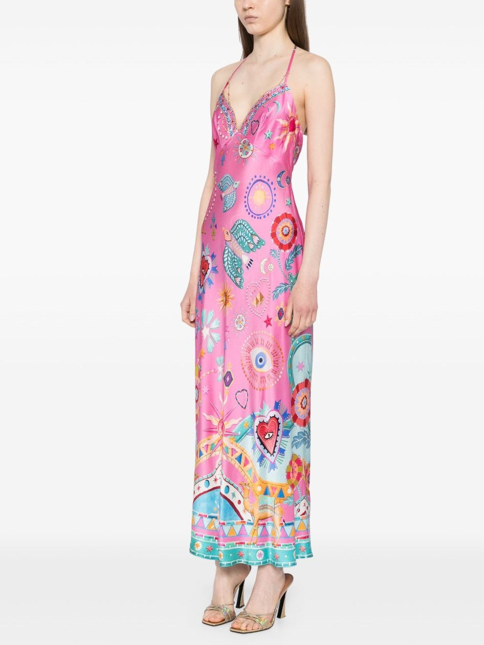 Chain-Detail Slip Midi Dress - Sleek, Effortless Glamour