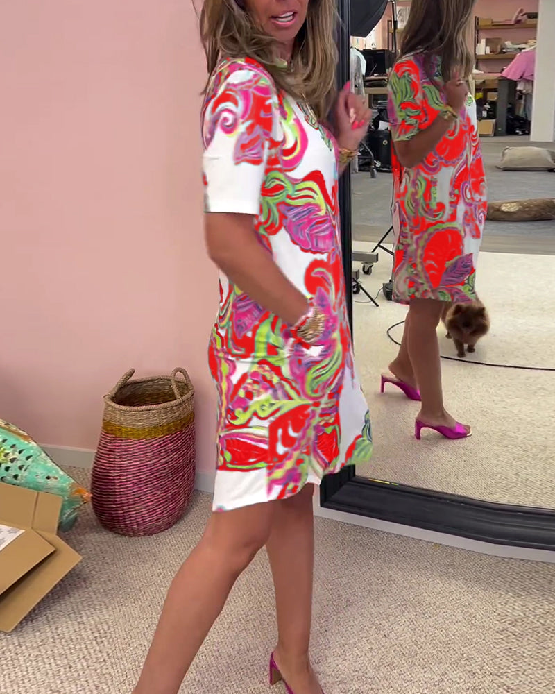 Aria Printed Shift Dress - Bold Pattern, Flattering Silhouette