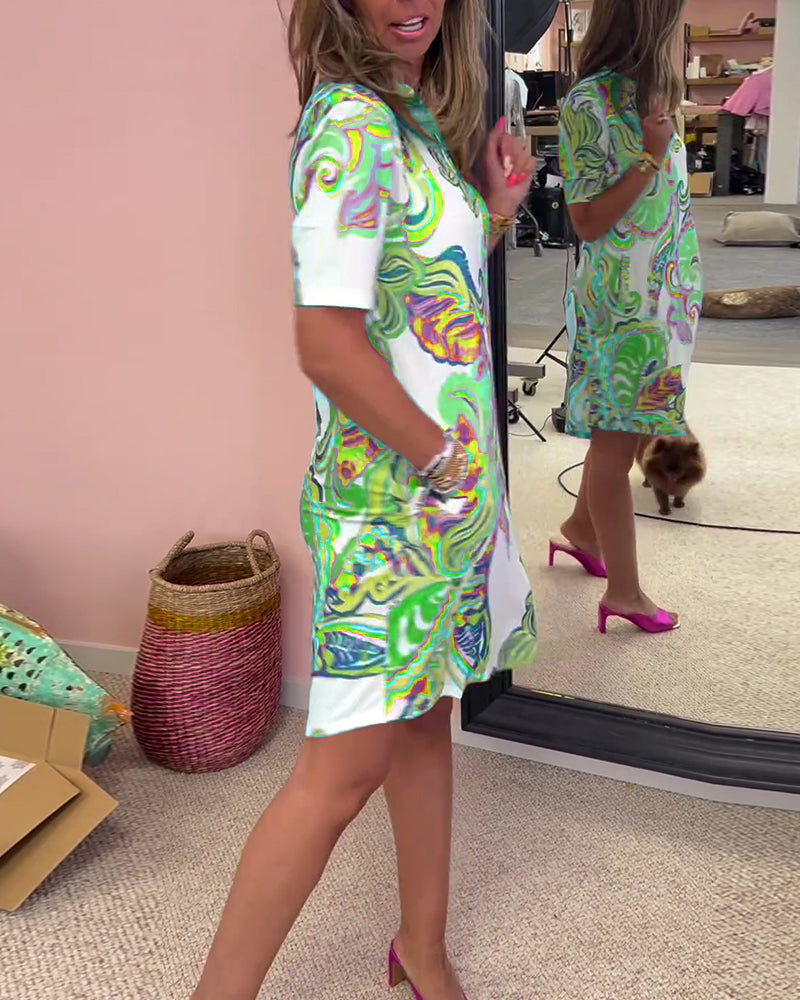 Aria Printed Shift Dress - Bold Pattern, Flattering Silhouette