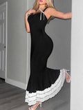 Black Sweetheart-Neck Bodycon Slip Maxi Dress