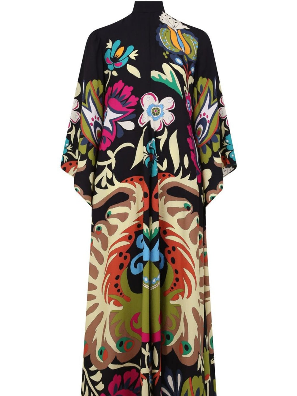 Elegant Peacock Print Maxi Dress