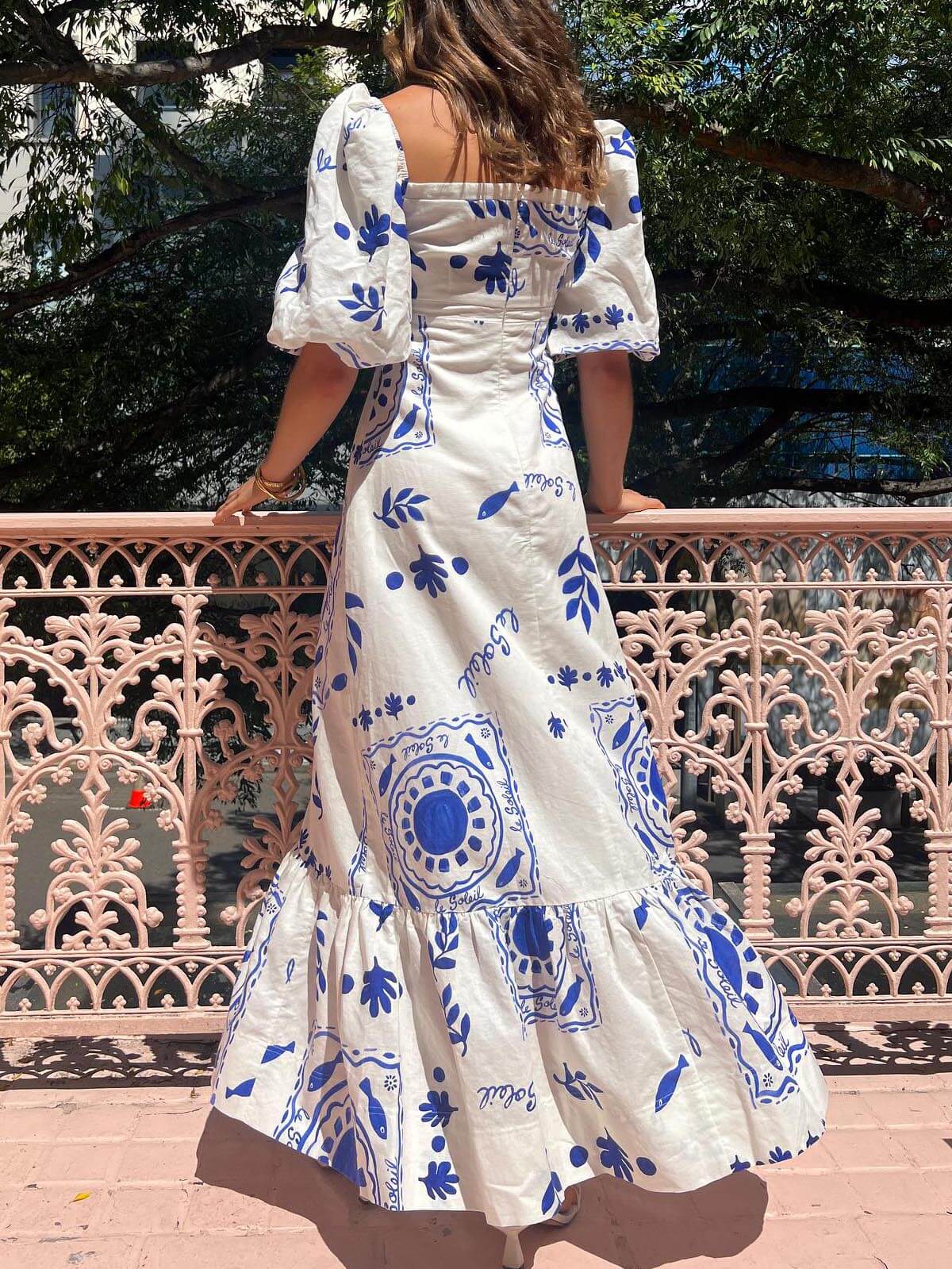 Effortless Chic Puff Sleeve Vacation Midi Dress