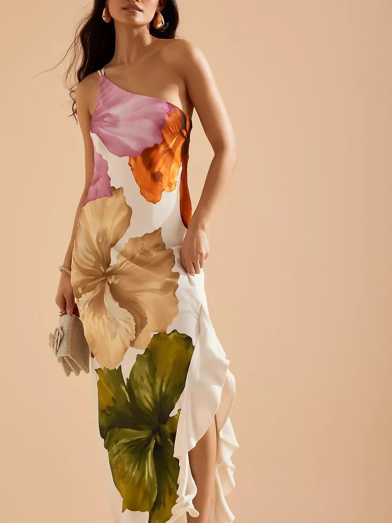 Glamorous One-Shoulder Maxi Slip Dress