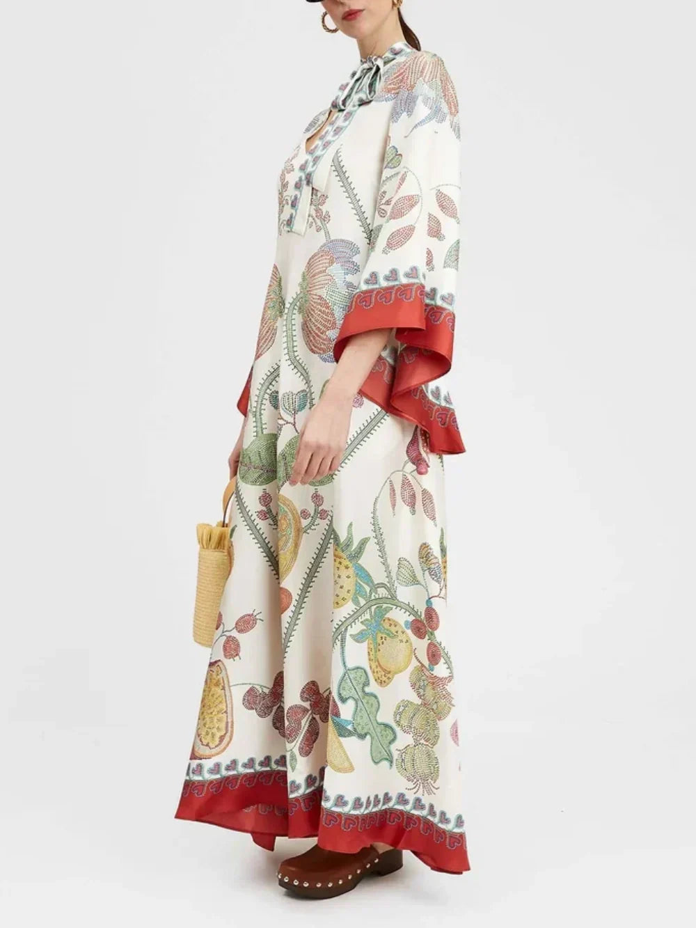 Artisan Hand-Placed Ebony Print Maxi Dress