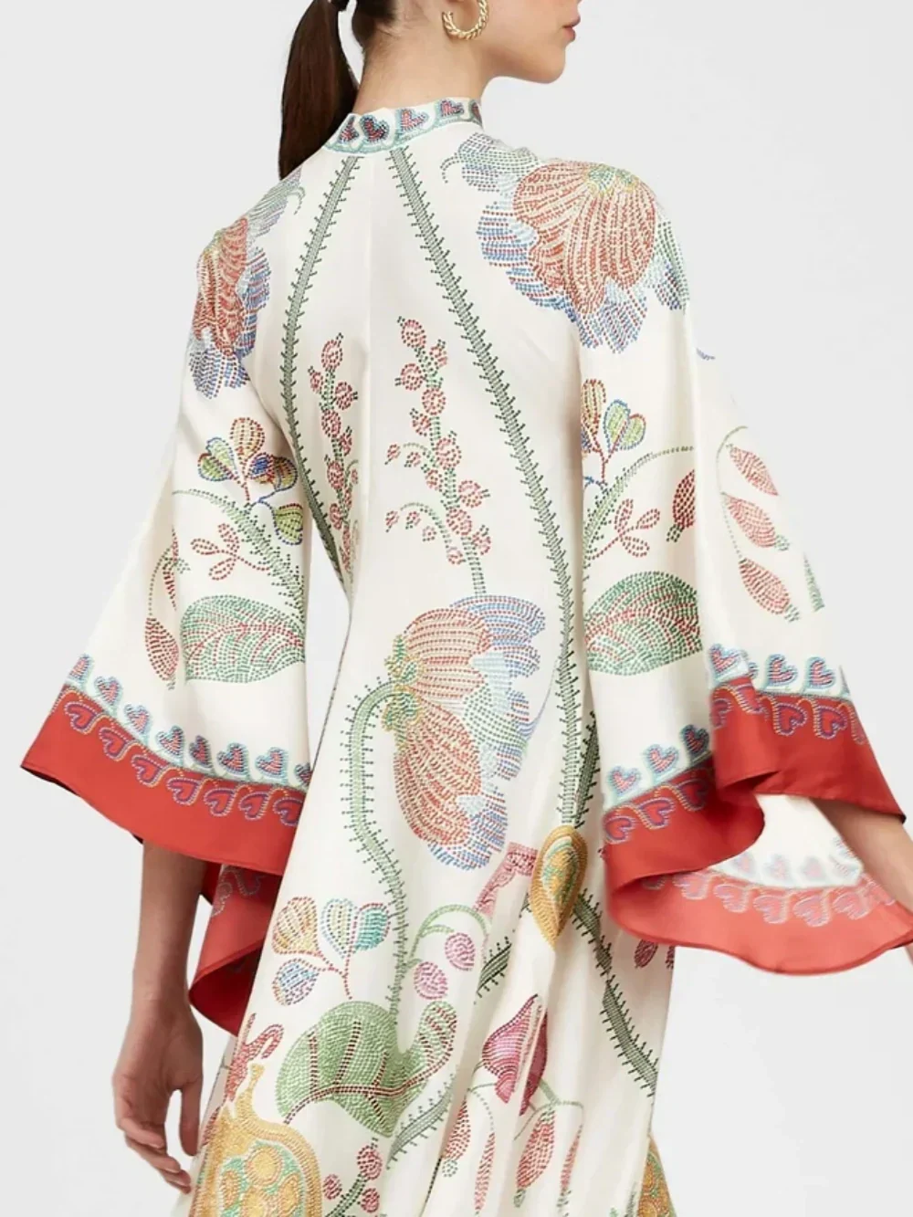 Artisan Hand-Placed Ebony Print Maxi Dress