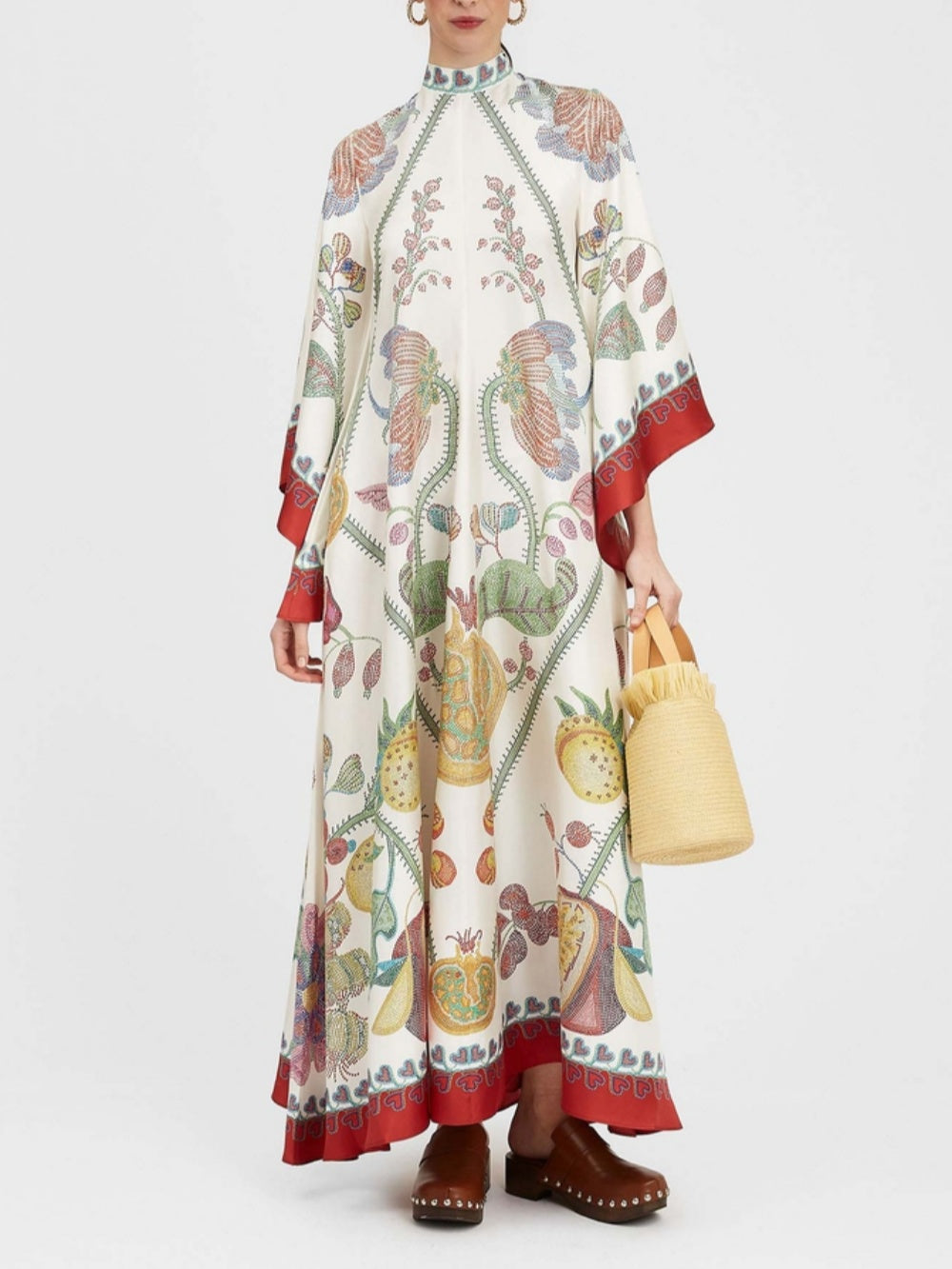 Artisan Hand-Placed Ebony Print Maxi Dress