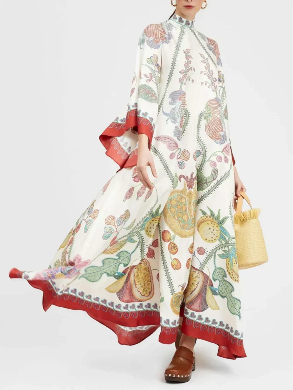 Artisan Hand-Placed Ebony Print Maxi Dress