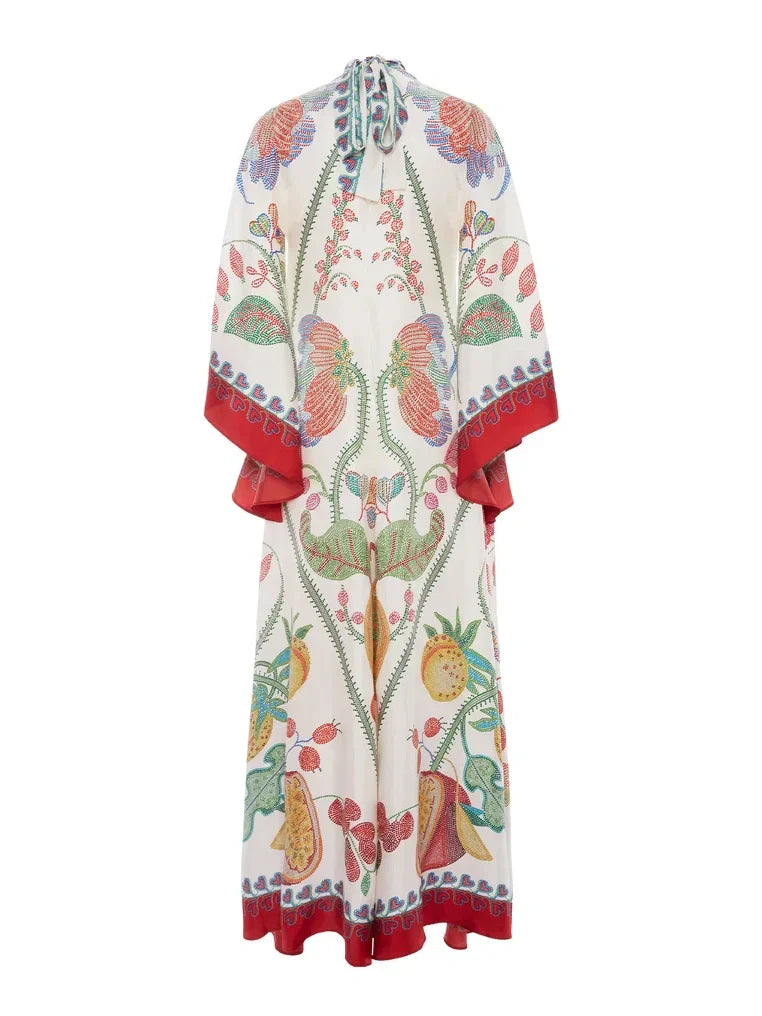 Artisan Hand-Placed Ebony Print Maxi Dress