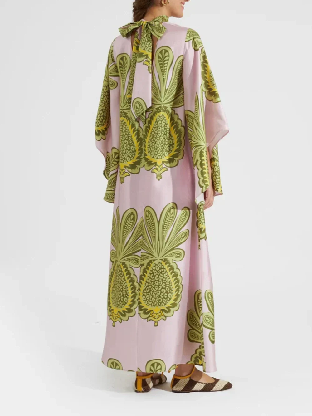 Bold Tropical Maxi Dress with Large Pineapple Print