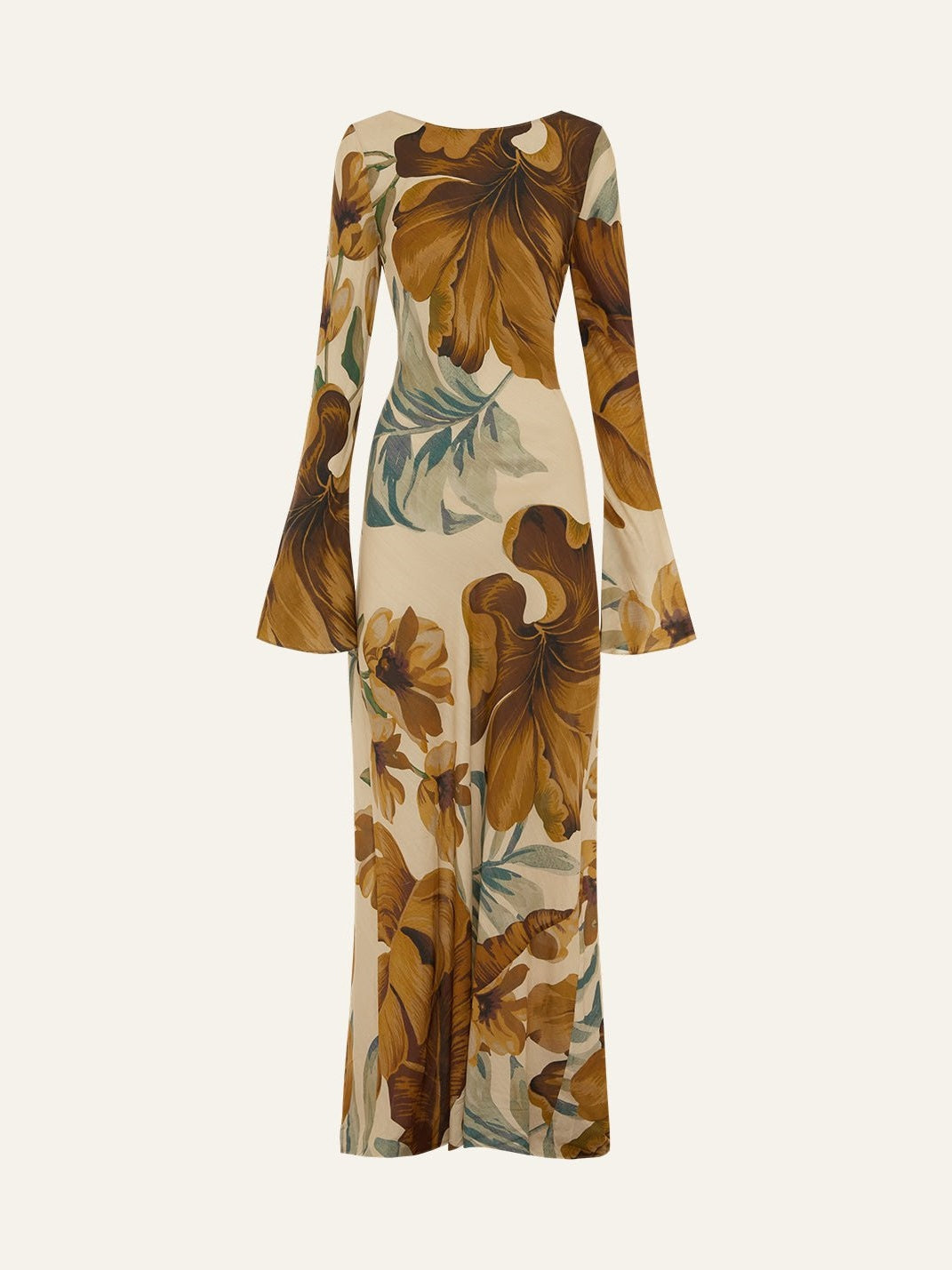 Elegant Maxi Dress with Hand-Drawn Botanical Motifs