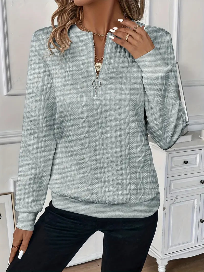 Amy Zip-Up Knit Sweater - Cozy, Chic & Versatile