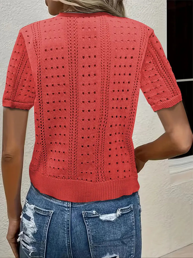 Elena Hollow-Knit Cardigan