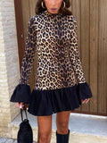 Alluring Leopard-Print Ruffled Mini Dress